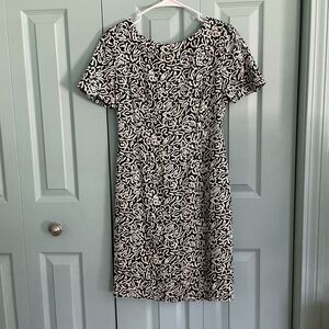 Liz Claiborne Silk Mini Pencil Dress 6 Petite Short Sleeve Lined Y2k Black White